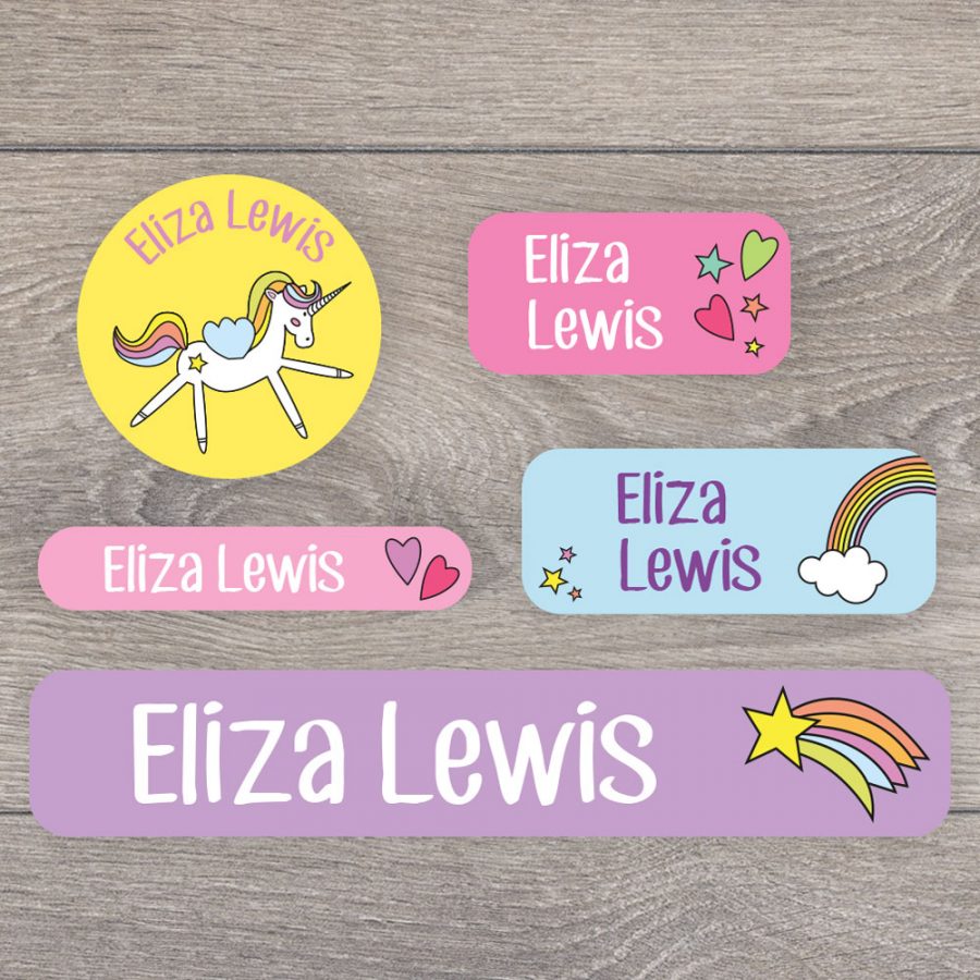 unicorn name labels mixed name label pack for kids
