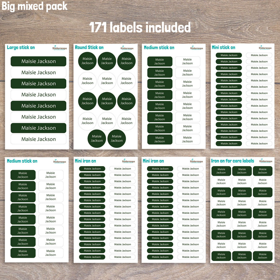 Essentials big name label pack (Green) sheet layout