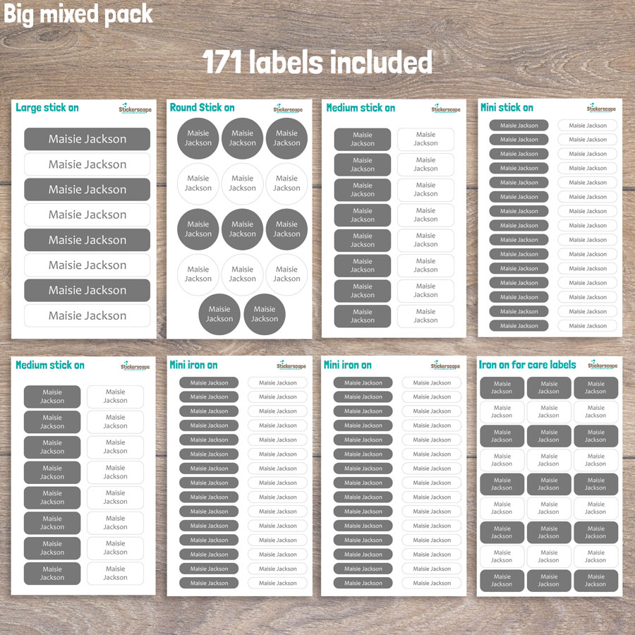 Essentials big name label pack (Grey) sheet layout