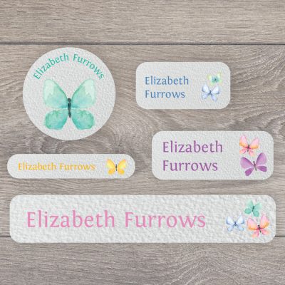 Butterfly name labels perfect for labelling your childs lunchbox, bottles, clothes ready for nursery or school