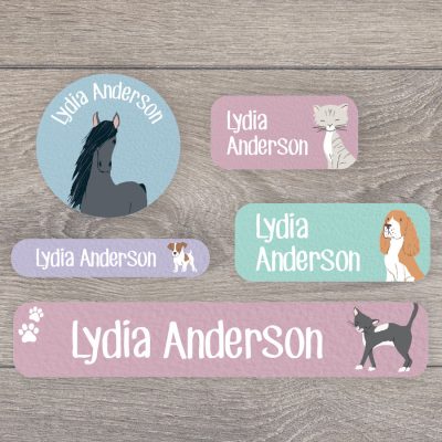Pets name labels perfect for labelling your childs lunchbox, bottles, clothes ready for nursery or school