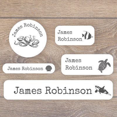 Sea creatures name labels perfect for labelling your childs lunchbox, bottles, clothes ready for nursery or school