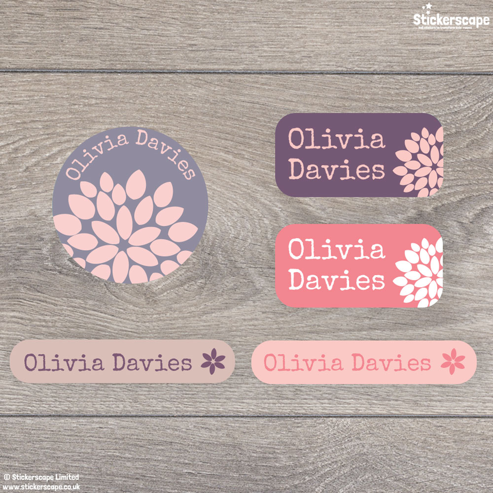 Flower iron on name labels iron on name labels stickerscape uk