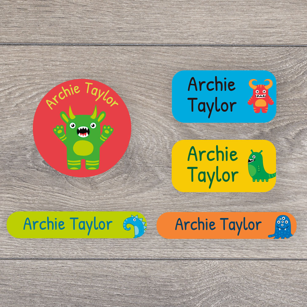 Monster iron on name labels iron on name labels stickerscape uk