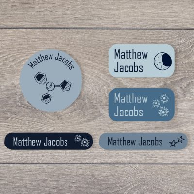 Space doodles (Option 1) iron on name labels perfect for labelling your child's clothes or uniform for school or nursery