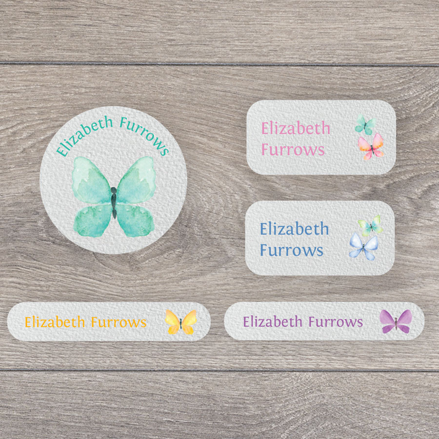 Butterfly iron on name labels perfect for labelling your child's clothes or uniform for school or nursery
