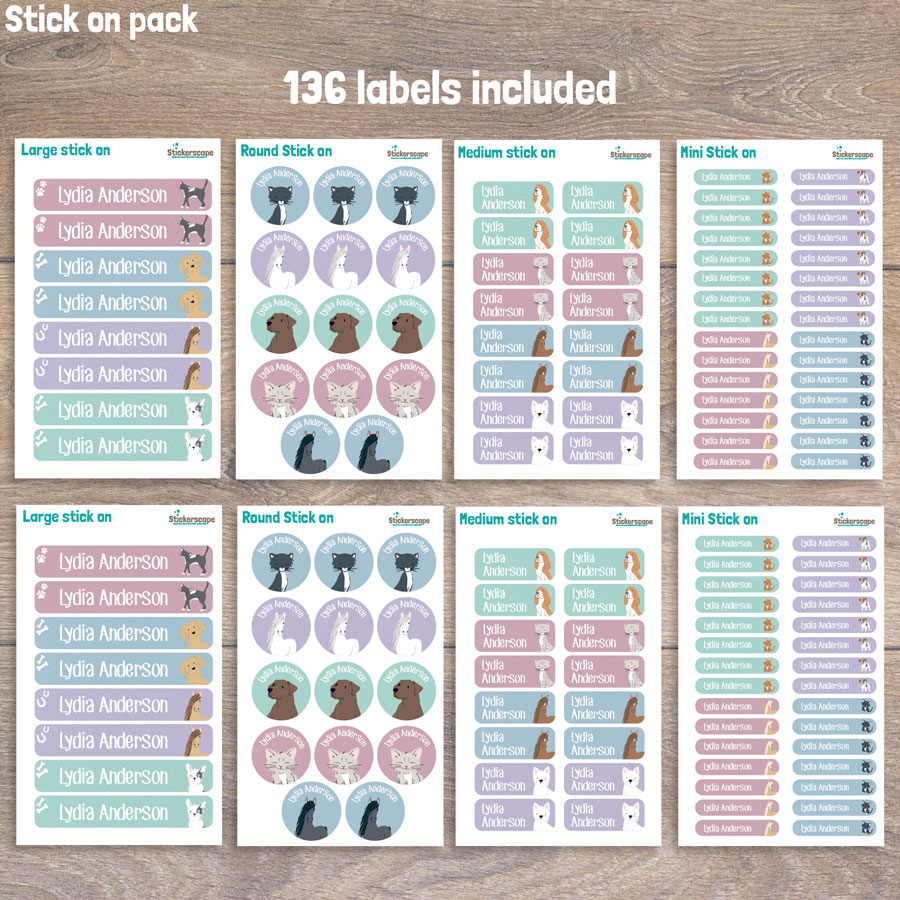 Pets stick on name labels layout image