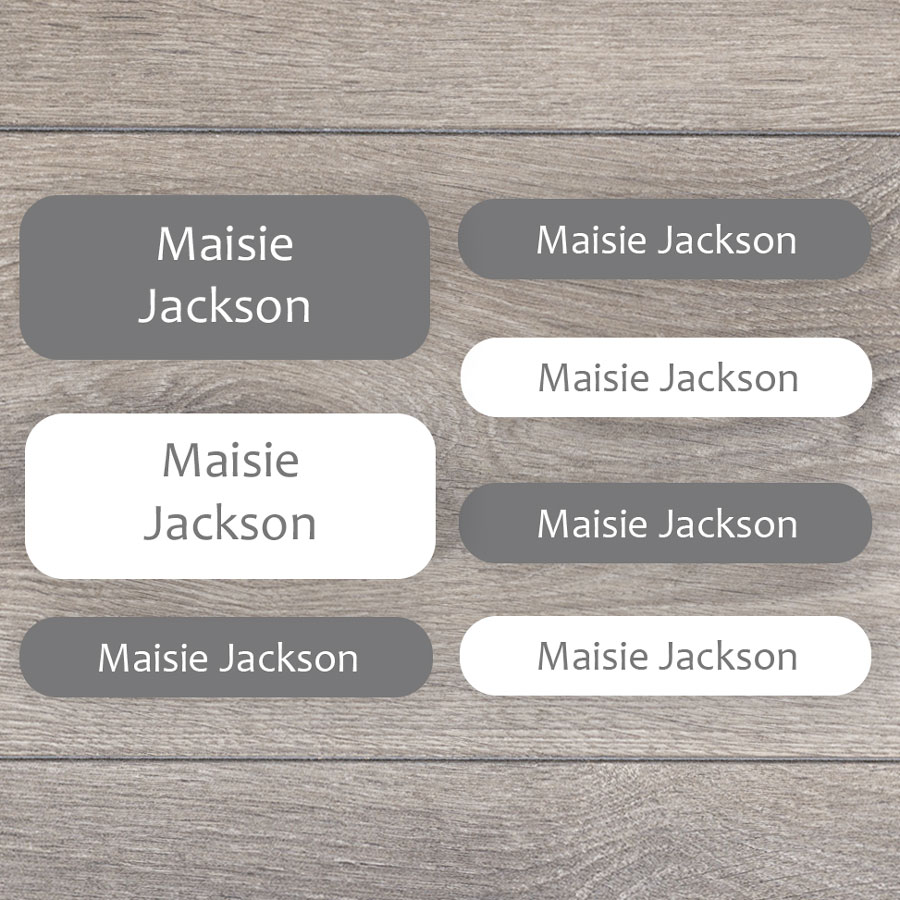 Essentials name labels (Grey) perfect for labelling your childs lunchbox, bottles, clothes ready for nursery or school