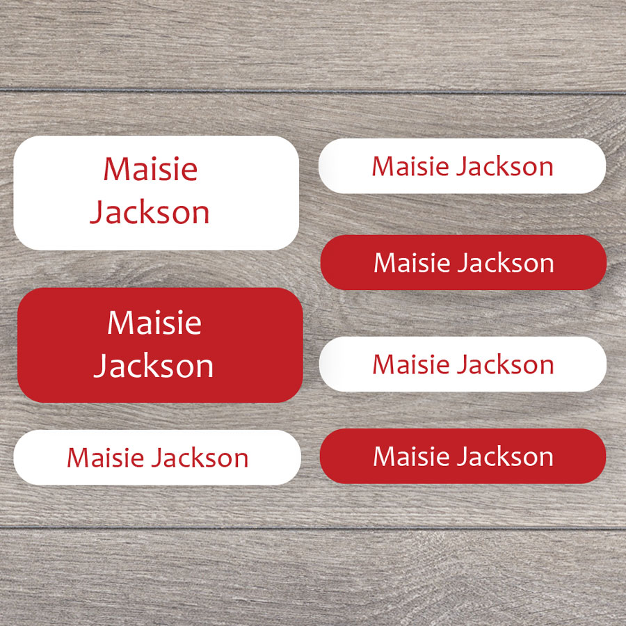 Essentials name labels (Red) perfect for labelling your childs lunchbox, bottles, clothes ready for nursery or school