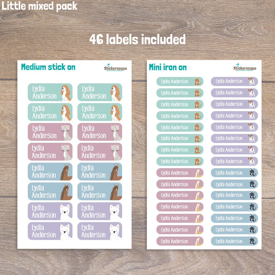 Pets little name label pack sheet layout