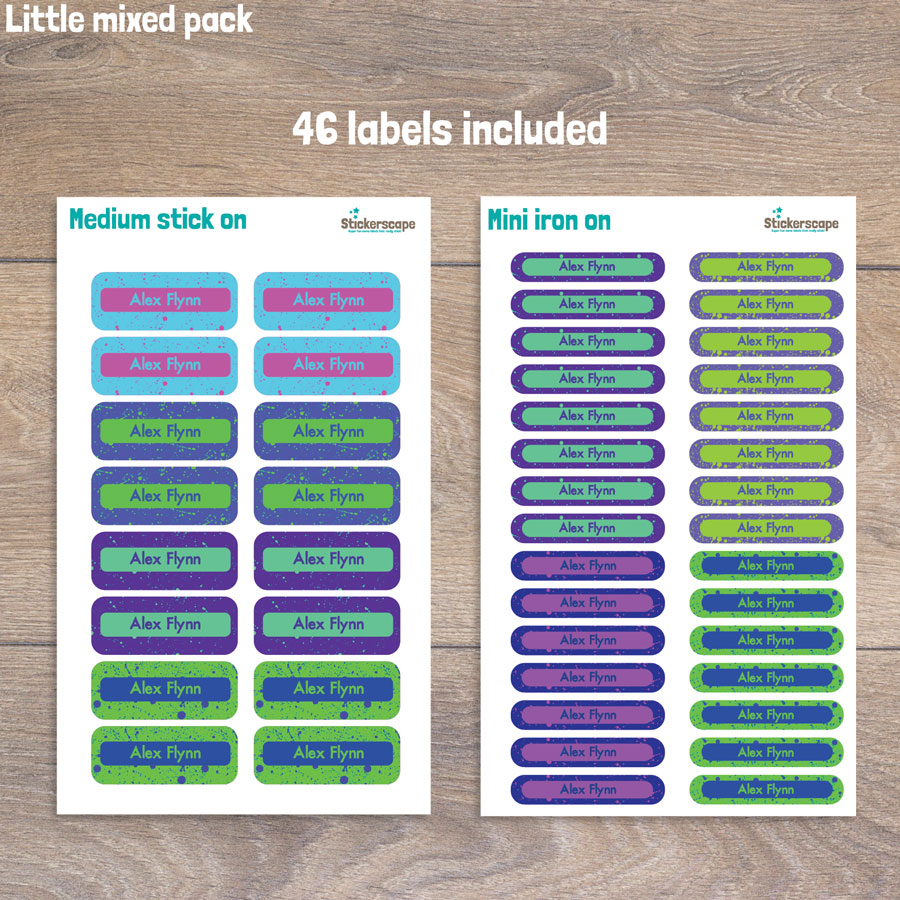 Splatter little name label pack sheet layout