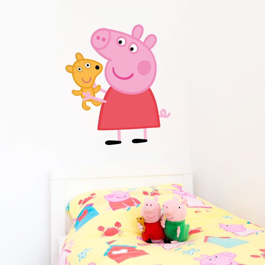 Peppa Pig with teddy wall sticker
