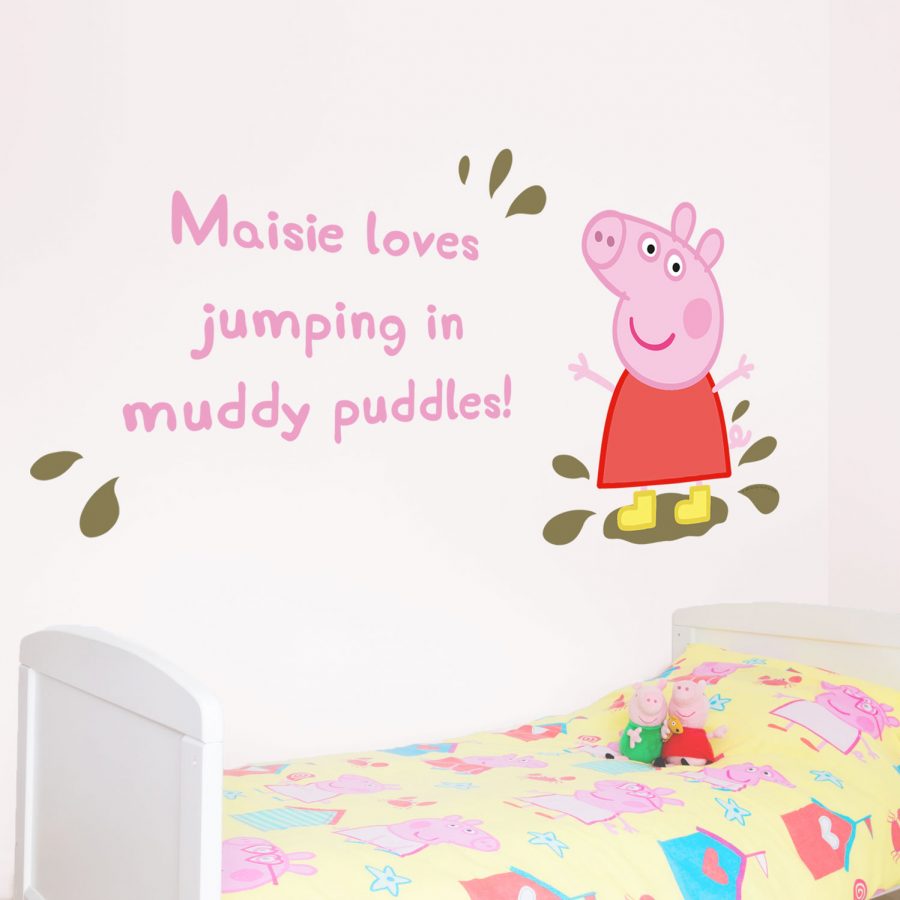 Official Peppa Pig and George Pig on space hoppers wall stickers