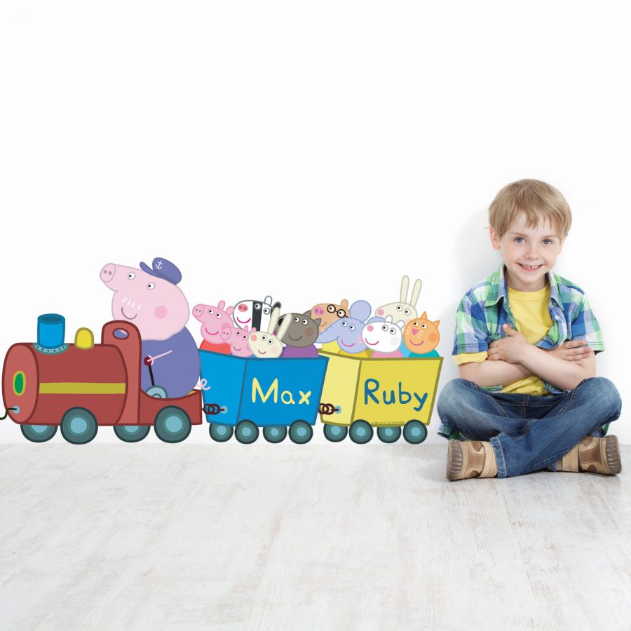 Personalised Peppa and Friends train wall sticker