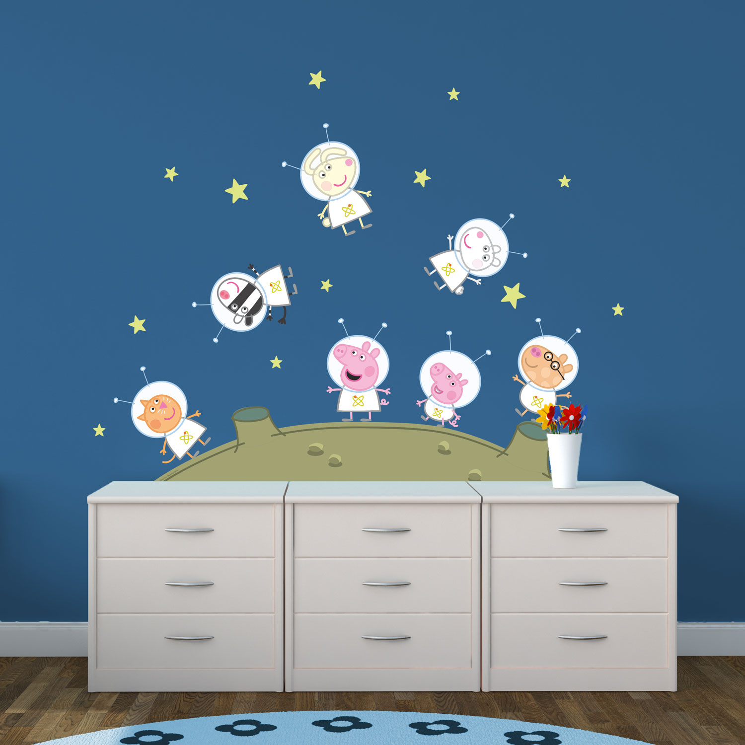 Peppa Pig And Friends On The Moon Wall Stickers Pack