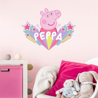 Peppa Pig starburst wall sticker in regular size perfect for decorating a child's room with a Peppa theme