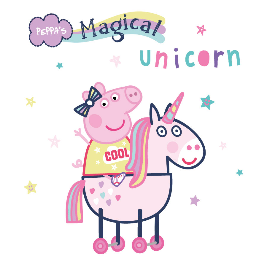 Peppa Pig magical unicorn wall sticker in a regular size on a white background