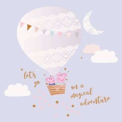 Magical adventure with Peppa wall sticker regular shown on a light lilac background