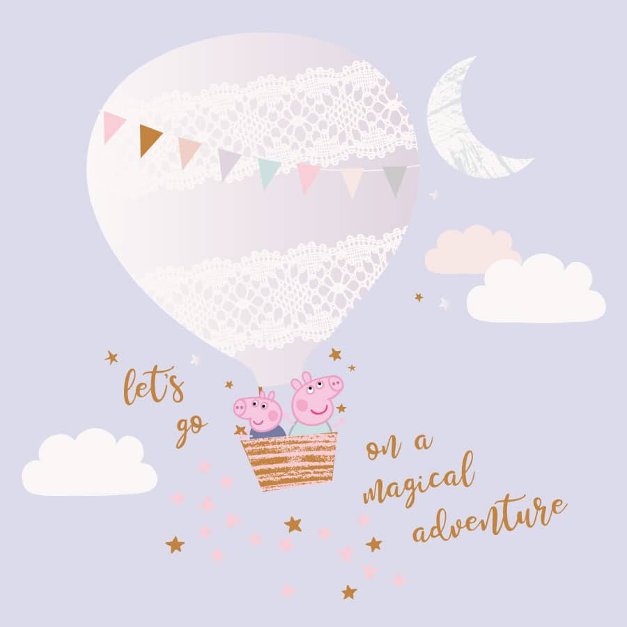 Magical adventure with Peppa wall sticker regular shown on a light lilac background