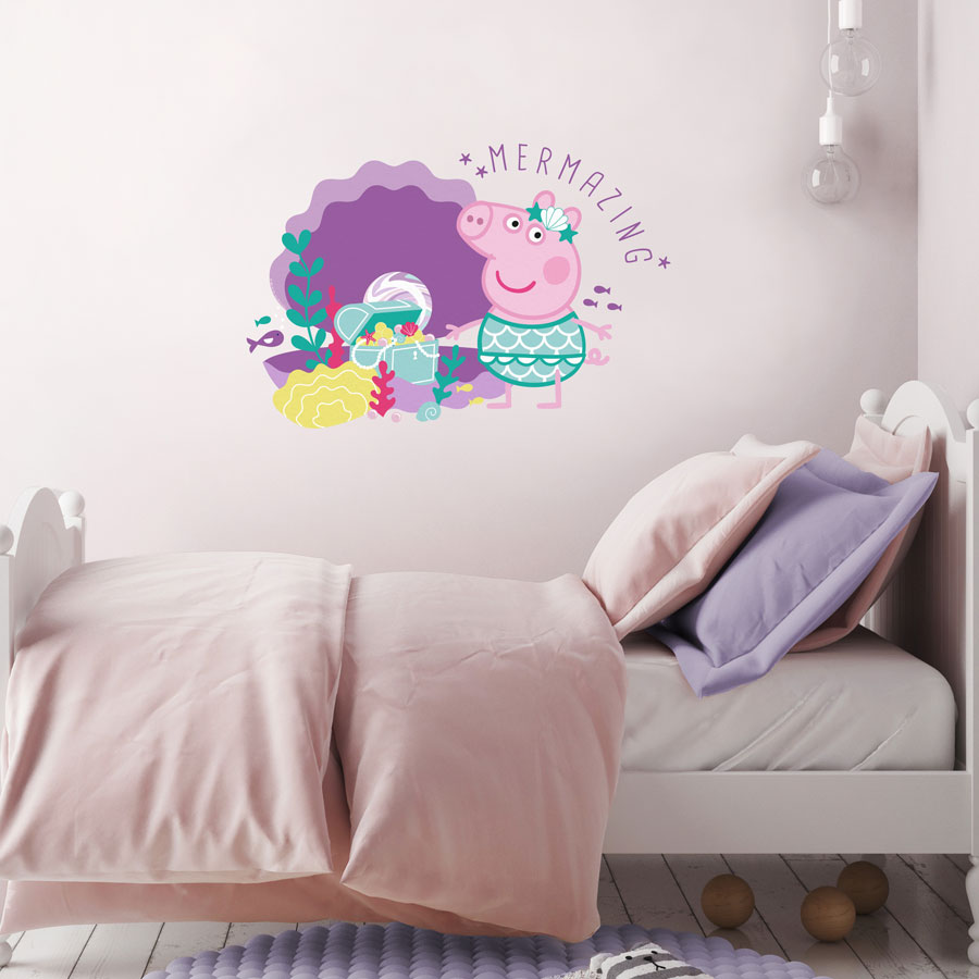 Mermazing Peppa Pig wall sticker perfect for decorating a child's room with an underwater Peppa Pig theme