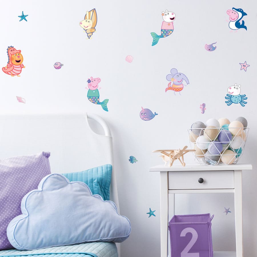 Peppa & Friends mermaid wall sticker pack