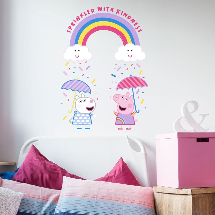 Peppa sprinkled with kindness rainbow wall sticker perfect for creating a bright Peppa Pig theme for a child's bedroom