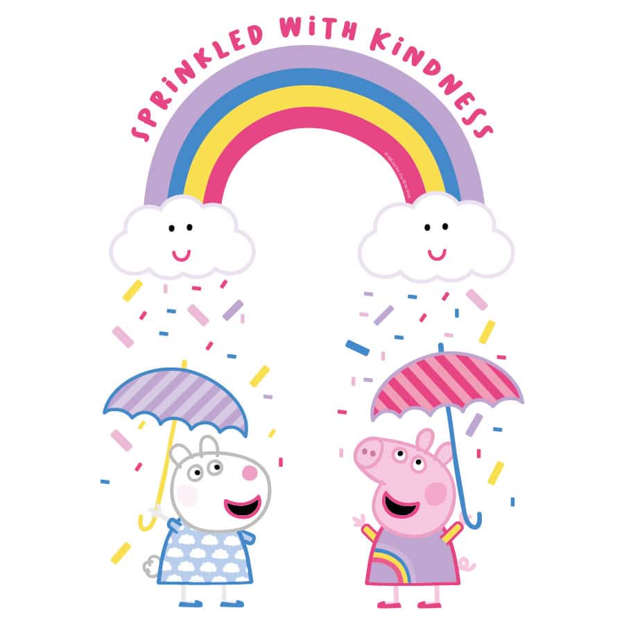 Peppa sprinkled with kindness rainbow wall sticker on a white background