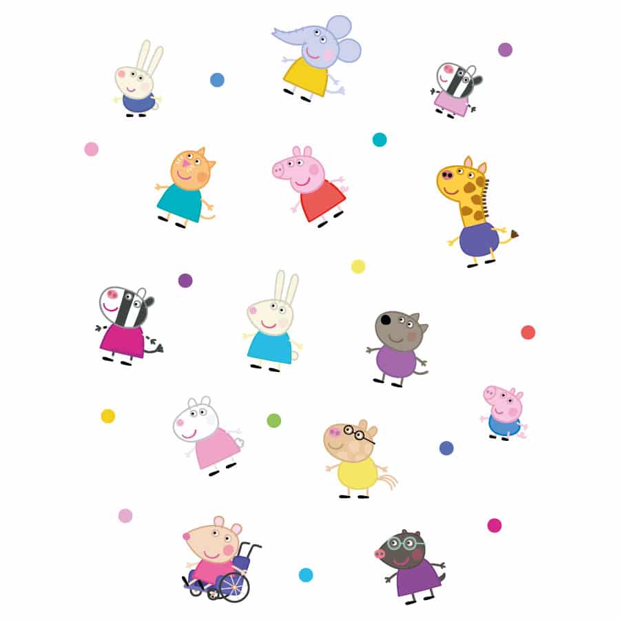Peppa and friends stickaround wall sticker pack on a white background