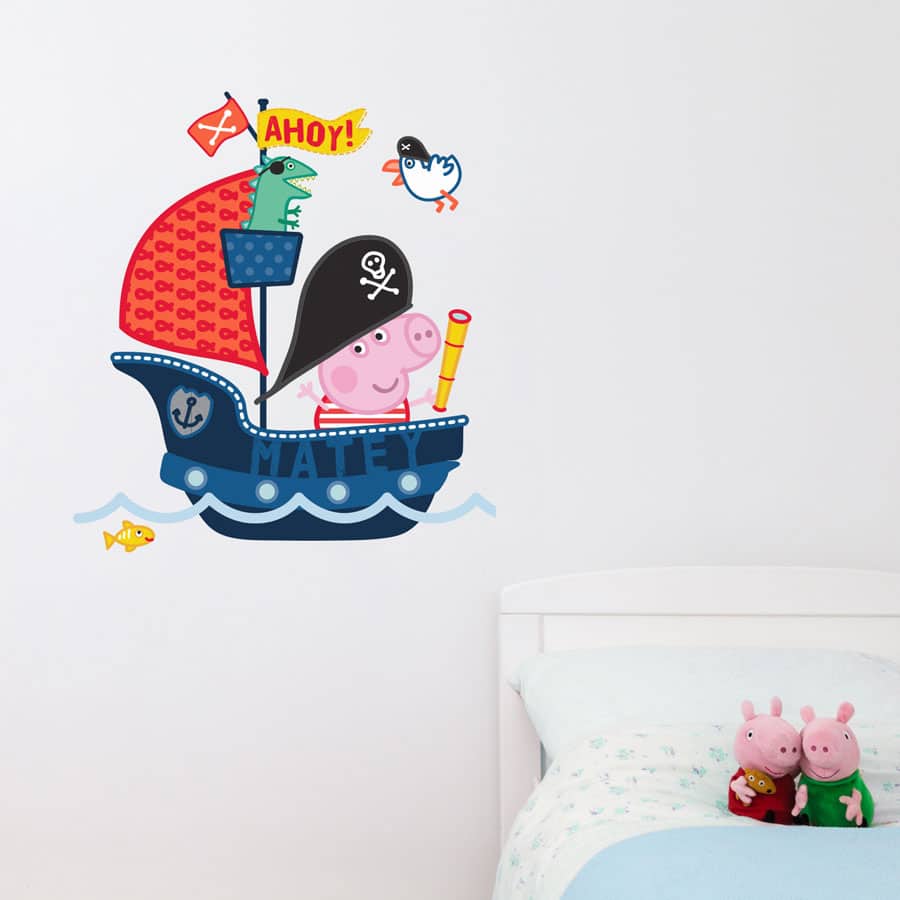 George’s pirate ship wall sticker (Large size) perfect for adding a Peppa Pig pirate theme to your child's room