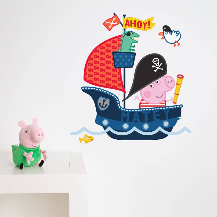 George’s pirate ship wall sticker (Regular size) perfect for adding a Peppa Pig pirate theme to your child's room