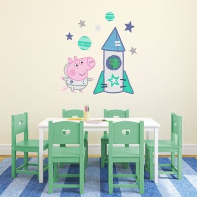 George’s space rocket wall sticker (Large size) perfect for decorating your child's room with a space and Peppa Pig theme