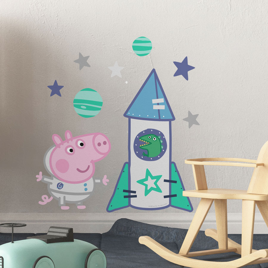 George’s space rocket wall sticker (Regular size) perfect for decorating your child's room with a space and Peppa Pig theme