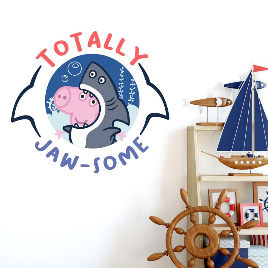 Totally Jaw-some with George wall sticker (Large size) perfect for decorating a child's bedroom with a fun Peppa Pig theme