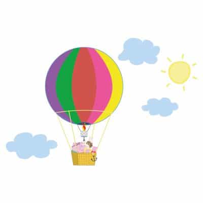 Peppa's hot air balloon window sticker pack on a white background