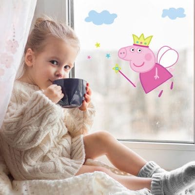 Fairy Peppa window sticker pack a perfect way to decorate your child's room with a Peppa Pig themee