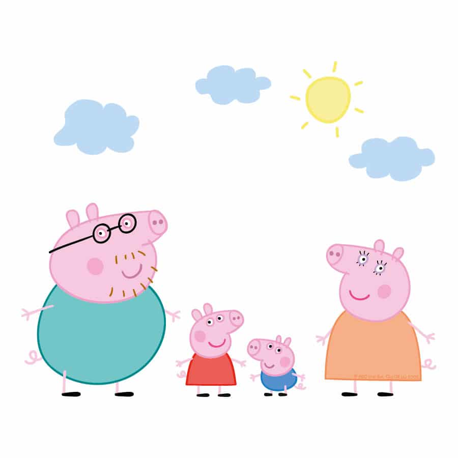 Peppa & family window sticker pack on a white background