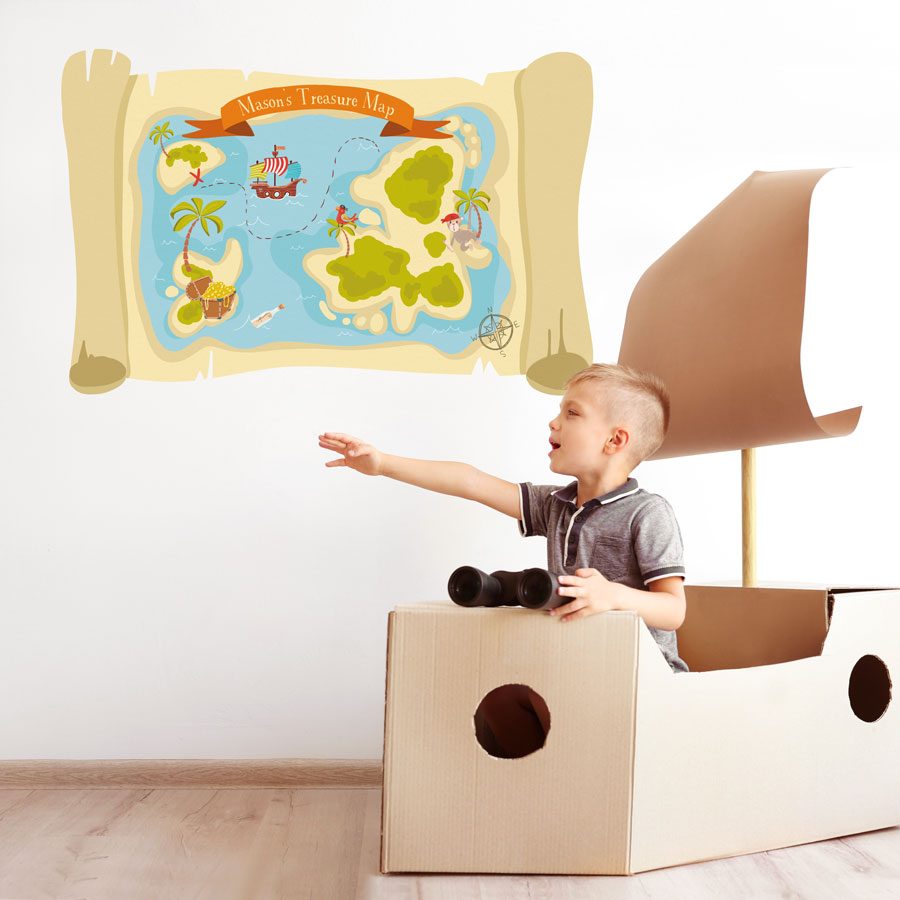 Personalised treasure map wall sticker | Pirate wall stickers | Stickerscape | UK