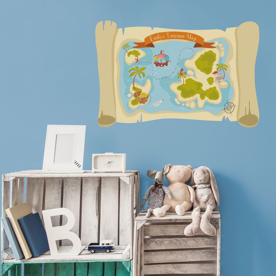 Personalised treasure map wall sticker | Pirate wall stickers | Stickerscape | UK