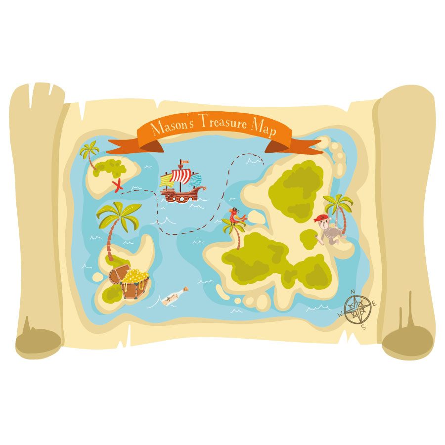 Personalised treasure map wall sticker | Pirate wall stickers | Stickerscape | UK