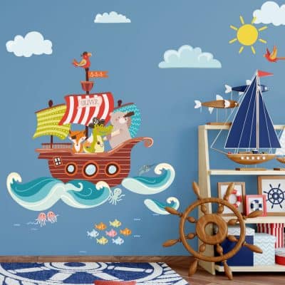 Personalised pirate ship wall sticker | Pirate wall stickers | Stickerscape | UK