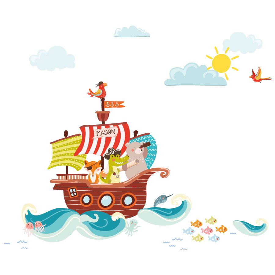 Personalised pirate ship wall sticker | Pirate wall stickers | Stickerscape | UK