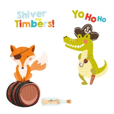 Pirate fox and alligator wall sticker pack | Pirate wall stickers | Stickerscape | UK