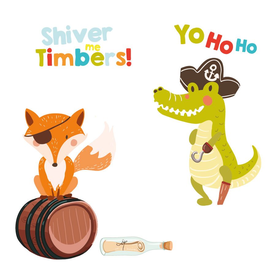 Pirate fox and alligator wall sticker pack | Pirate wall stickers | Stickerscape | UK