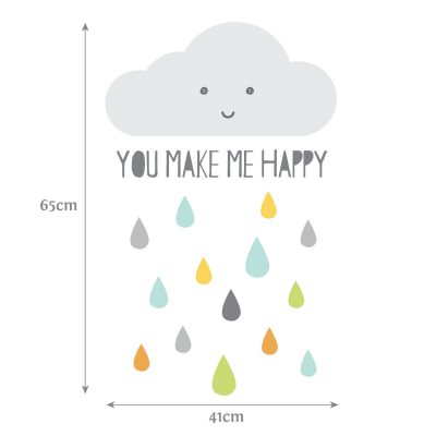 Happy Cloud wall sticker (Dimensions) | Scandinavian theme | Stickerscape | UK