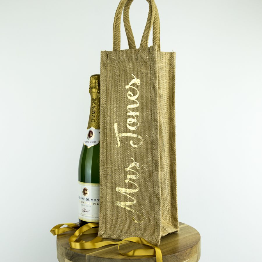 Personalised bottle bag with shimmer - Gold