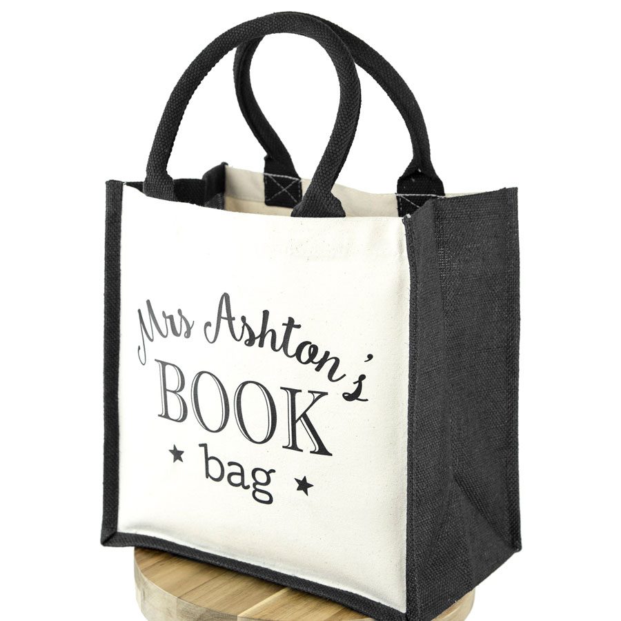 Personalised canvas book bag | Teacher gifts | Stickerscape | UK