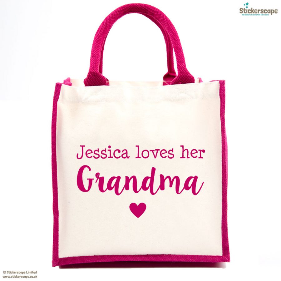 Personalised Grandma love canvas bag | Gifts for grandparents | Stickerscape | UK
