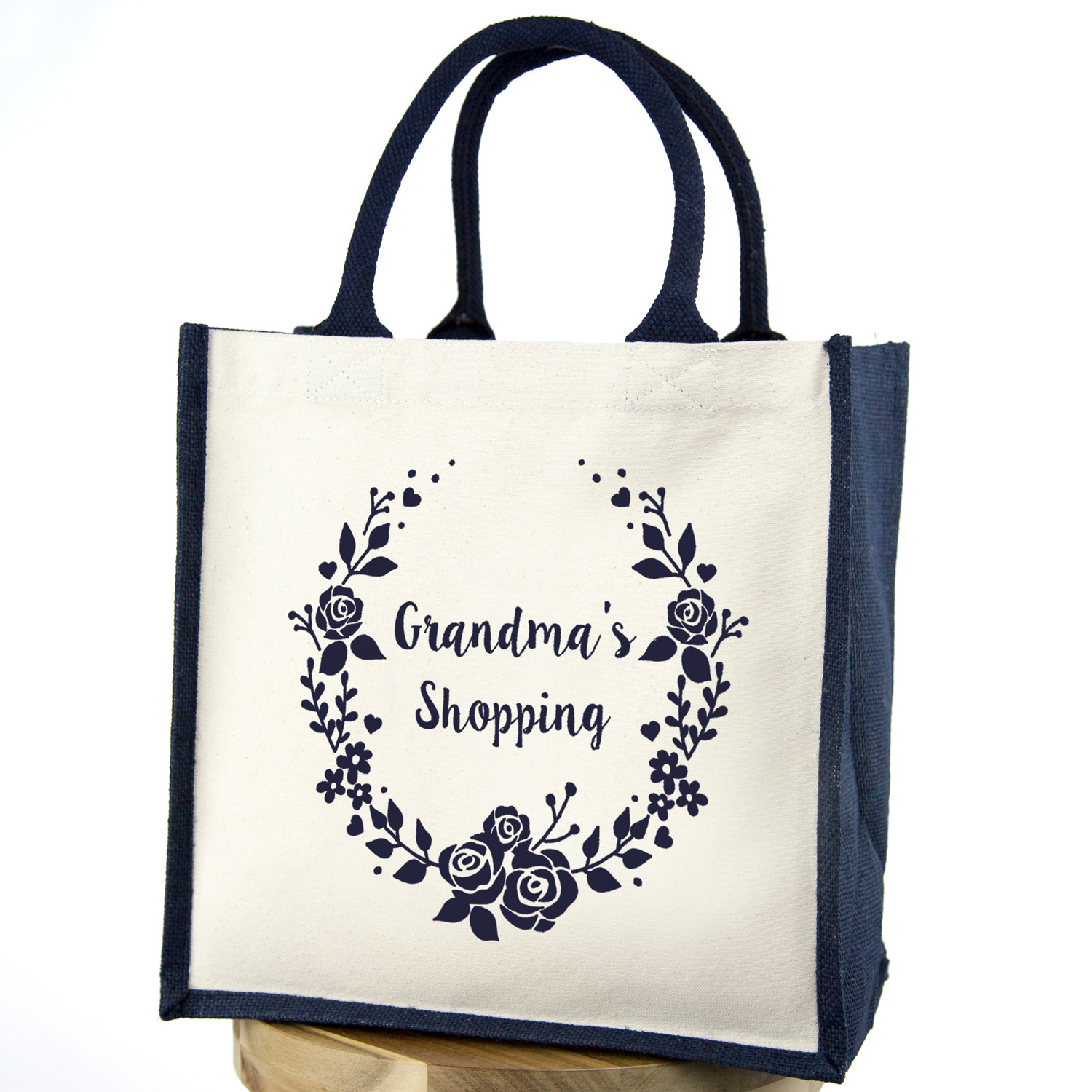Personalised wreath shopping canvas bag | Gifts for grandparents | UK