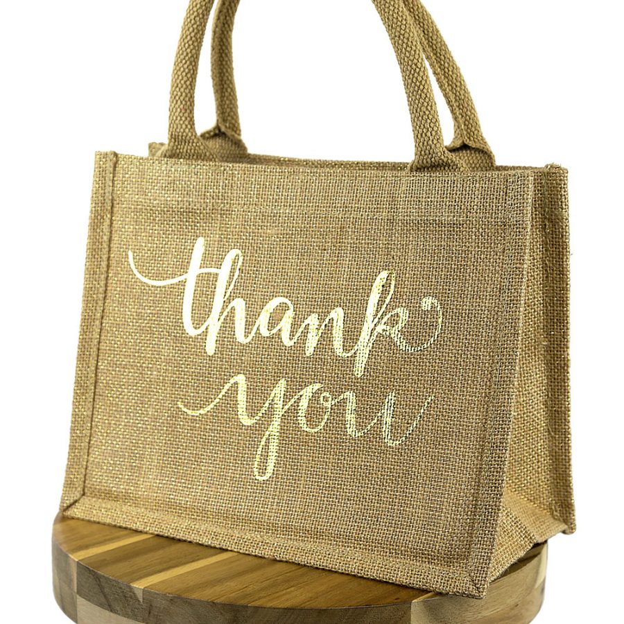 Thank you jute gift bag (Gold)