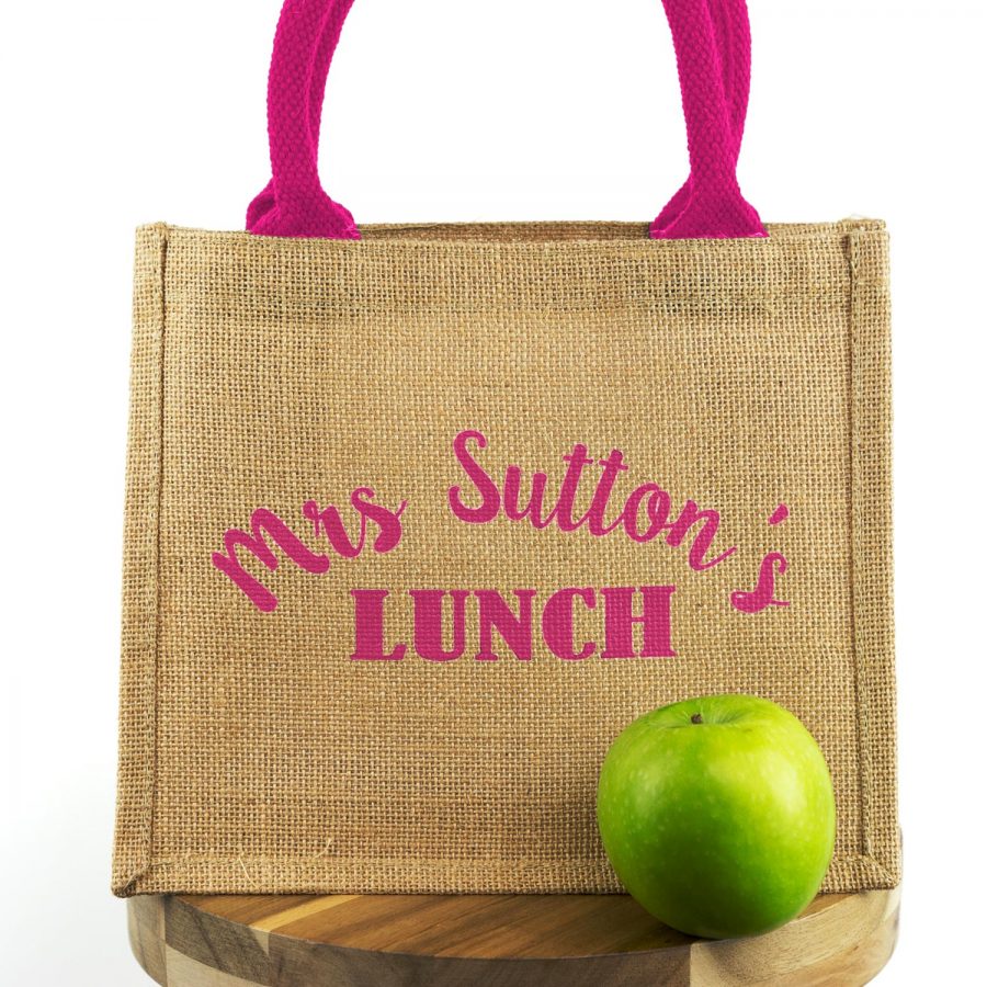 Personalised lunch bag (Pink bag - Pink text)